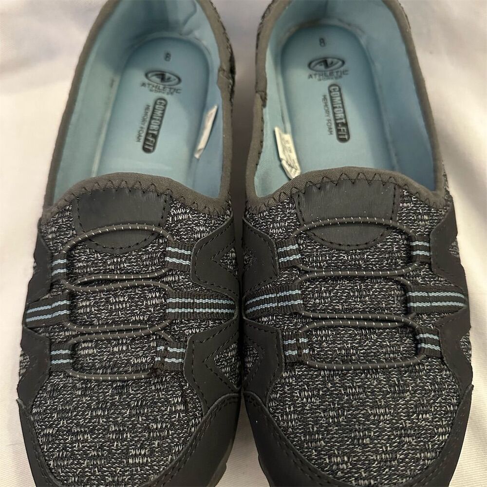 Athletic Works Women's Slip-On Shoes Black Size 8 Memory Foam Casual